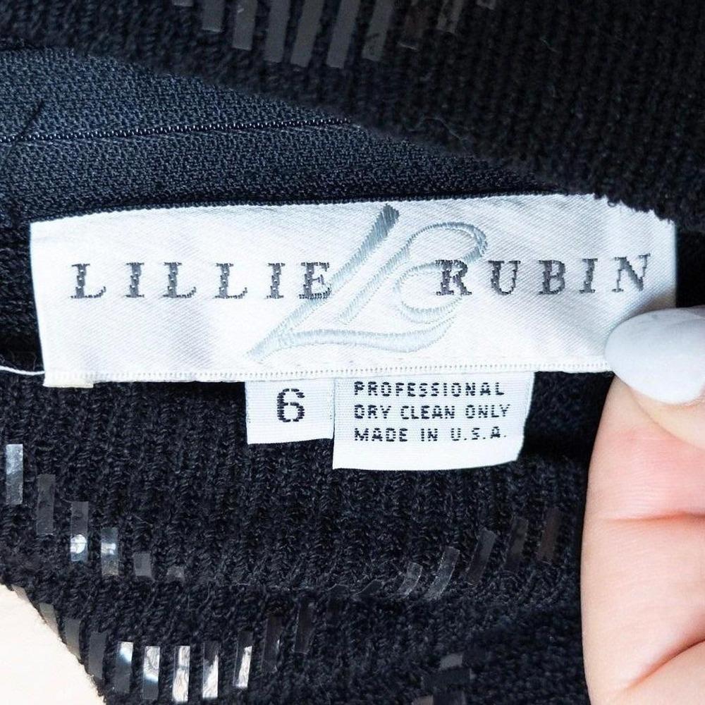Vintage Lillie Rubin Sequin Sweater Dress Size 6 Black Mock Neck Retro Glam Chic - Picture 6 of 8